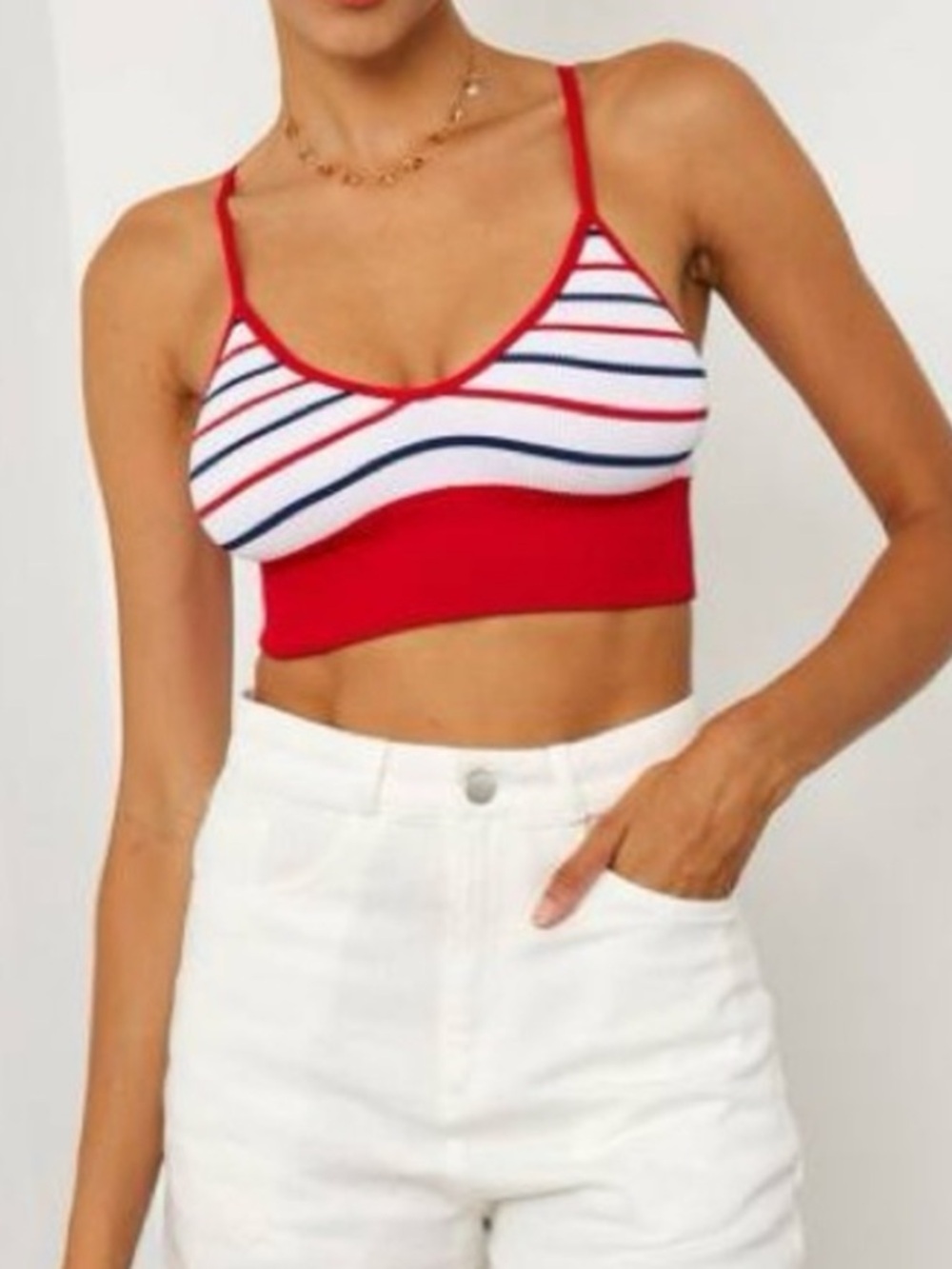ZARA stretchy striped crop tank top/bralette‎ size medium